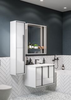 Зеркальный шкаф Акватон Ривьера 80см белый матовый 1A239102RVX20